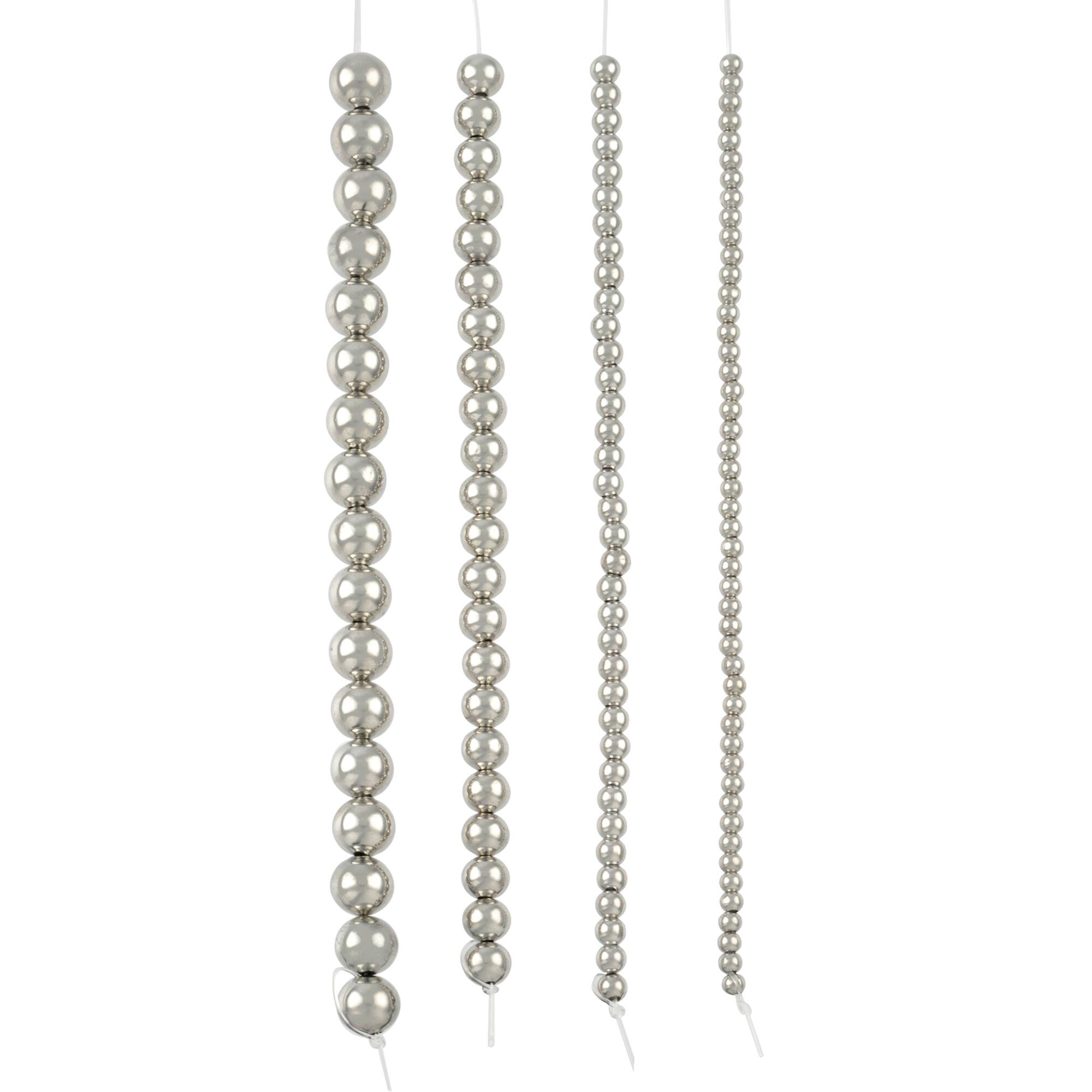 Rhodium Metal Round Beads Mix, by Bead Landing™
